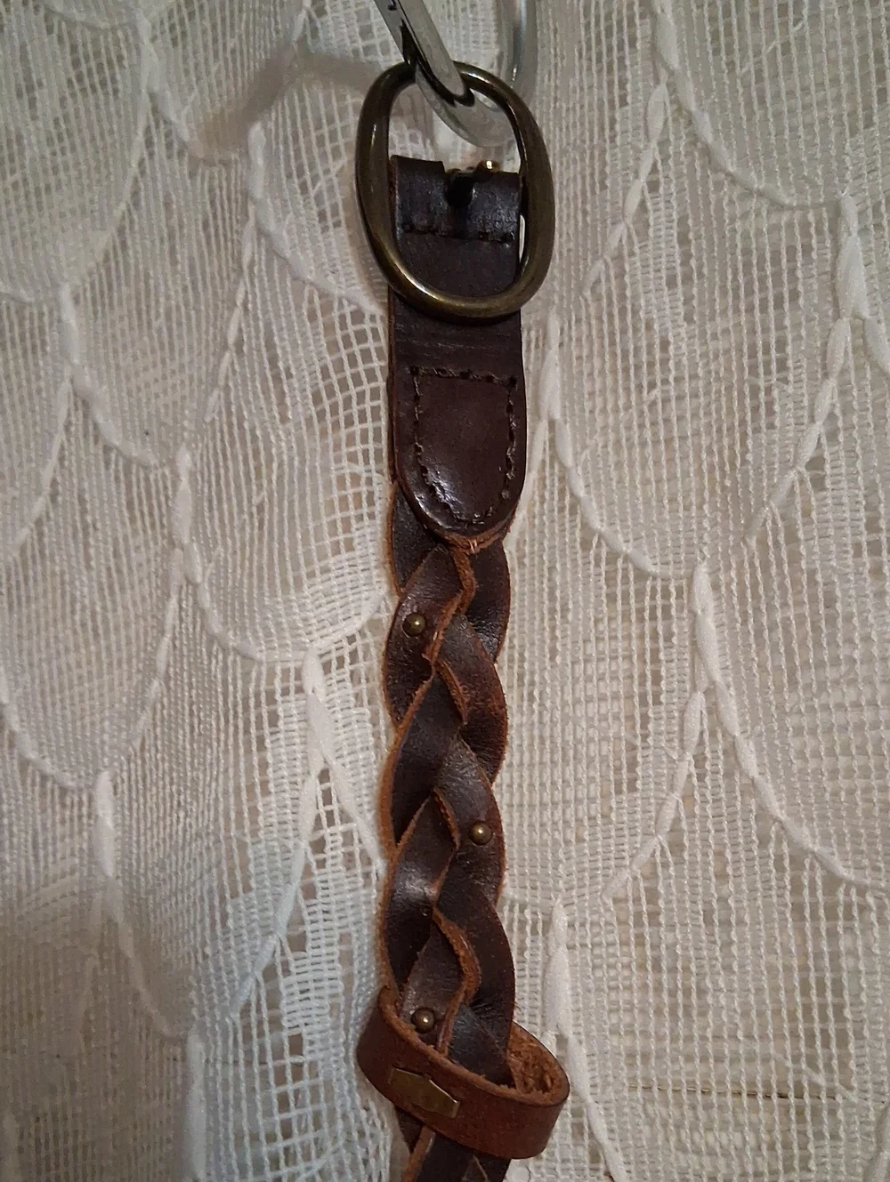 Braided Brown Leather Skinney Belt